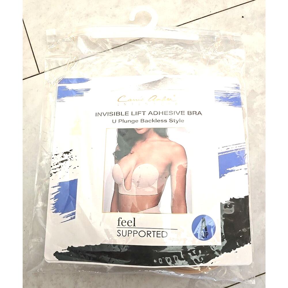NEW Carrie Amber U-Plunge Backless Style Invisible Lift Adhesive Bra Size A Cup‎